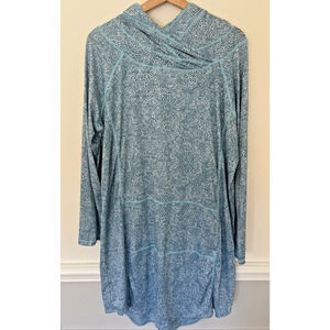 RipSkirt Runaround Size XXL Swim Beach Cover Up Tunic Dress Hoodie Blue Print